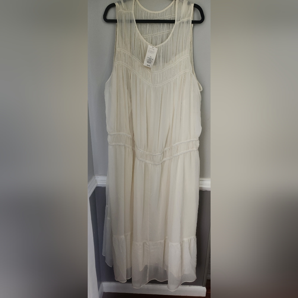 4X A New DAY Dress Elegant Cream Sleeveless Dress - Picture 5 of 5